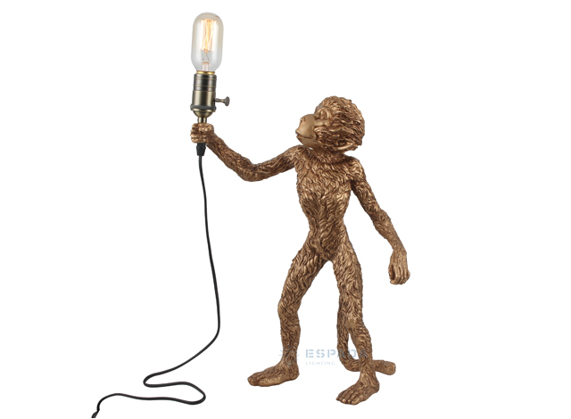 Antique Gold Monkey Table Lamp